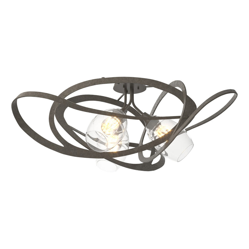 Hubbardton Forge 128720-SKT-07-ZM0621 Three Light Semi-Flush Mount, Dark Smoke