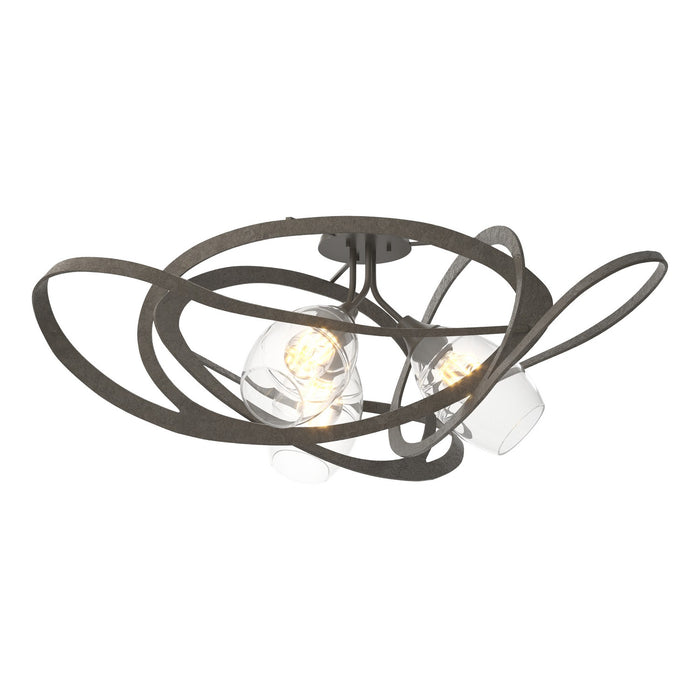 Hubbardton Forge 128720-SKT-07-ZM0621 Three Light Semi-Flush Mount, Dark Smoke