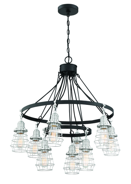 Craftmade 50629-FBBNK Nine Light Chandelier, Flat Black/Brushed Polished Nickel