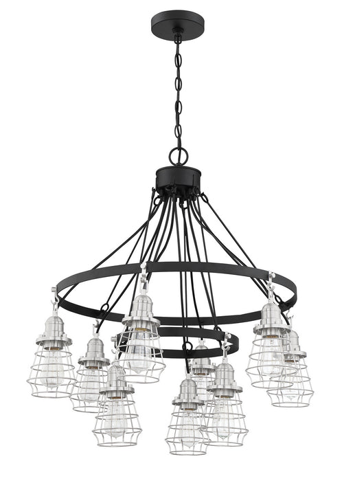 Craftmade 50629-FBBNK Nine Light Chandelier, Flat Black/Brushed Polished Nickel