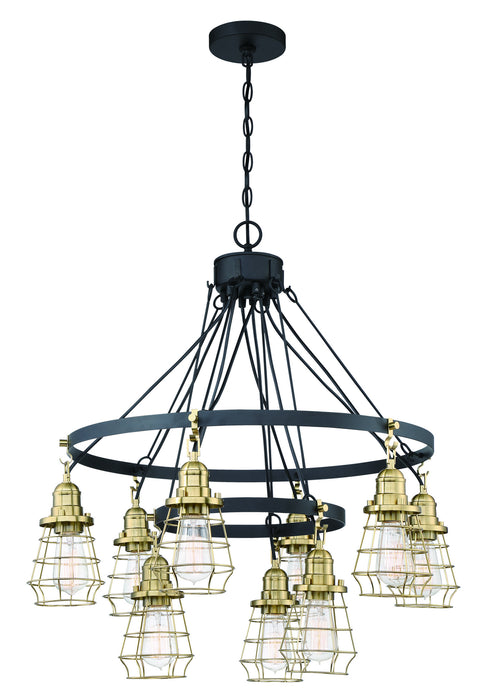 Craftmade 50629-FBSB Nine Light Chandelier, Flat Black/Satin Brass