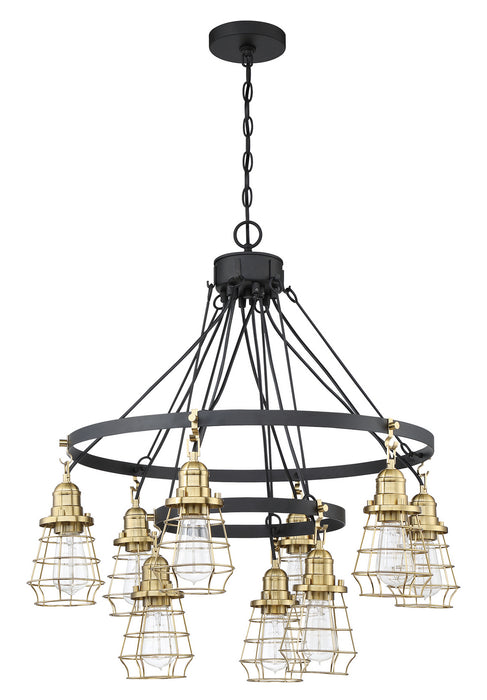 Craftmade 50629-FBSB Nine Light Chandelier, Flat Black/Satin Brass