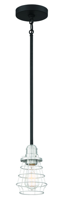 Craftmade 50691-FBBNK One Light Mini Pendant, Flat Black/Brushed Polished Nickel