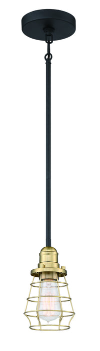 Craftmade 50691-FBSB One Light Mini Pendant, Flat Black/Satin Brass