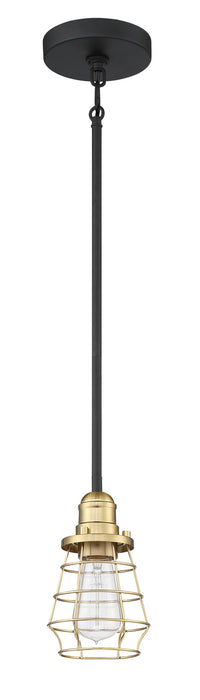 Craftmade 50691-FBSB One Light Mini Pendant, Flat Black/Satin Brass