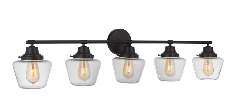 Craftmade 19548FB5 Five Light Vanity, Flat Black