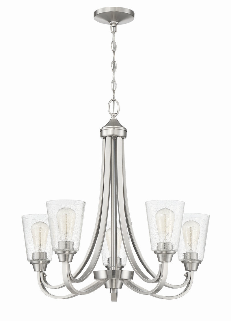 Craftmade 41925-BNK-CS Five Light Chandelier, Brushed Polished Nickel
