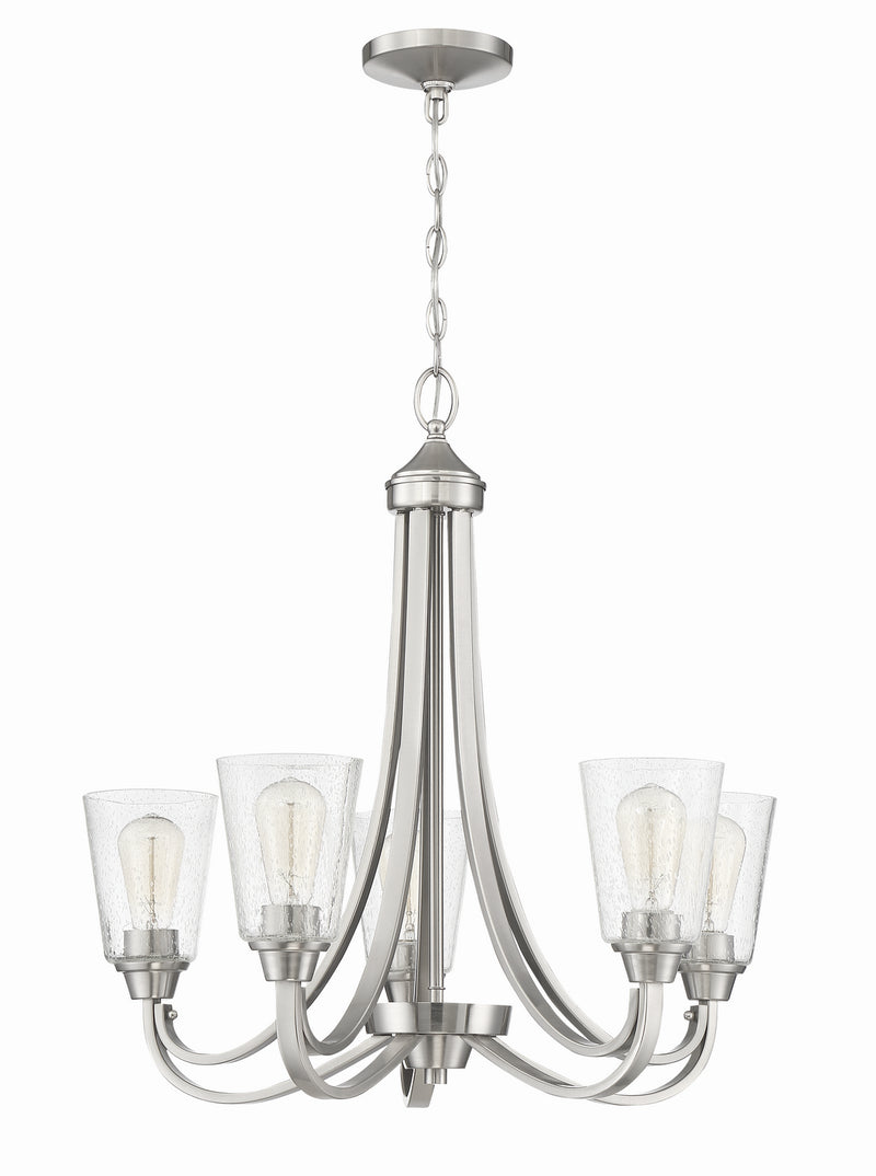 Craftmade 41925-BNK-CS Five Light Chandelier, Brushed Polished Nickel
