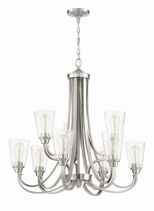 Craftmade 41929-BNK-CS Nine Light Chandelier, Brushed Polished Nickel