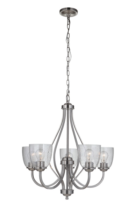 Craftmade 49925-BNK Five Light Chandelier, Brushed Polished Nickel