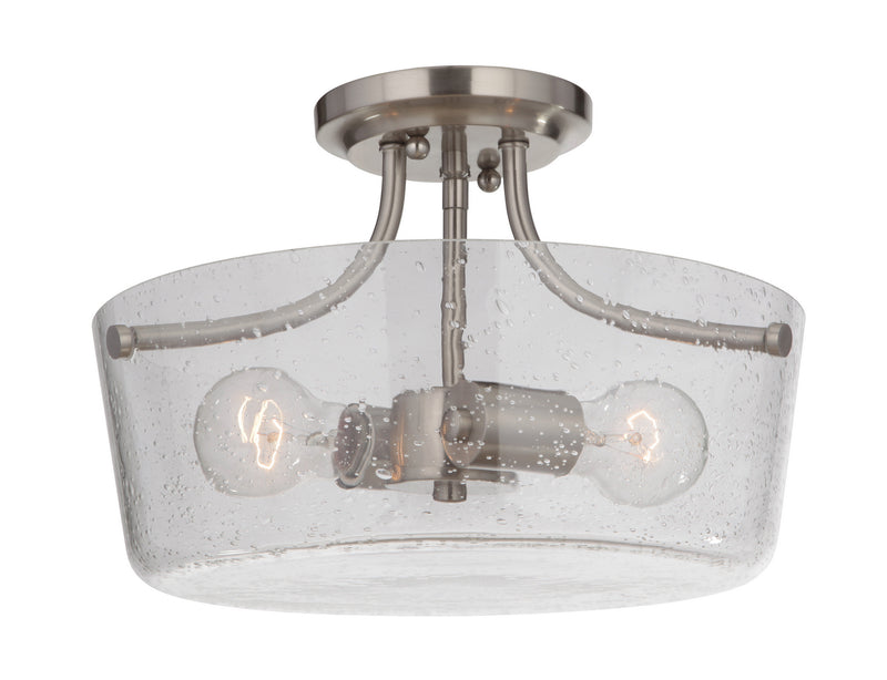 Craftmade 50252-BNK Two Light Semi Flush Mount, Brushed Polished Nickel