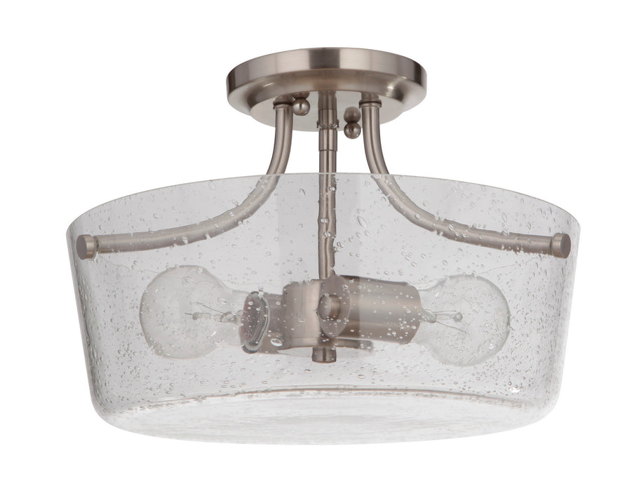 Craftmade 50252-BNK Two Light Semi Flush Mount, Brushed Polished Nickel