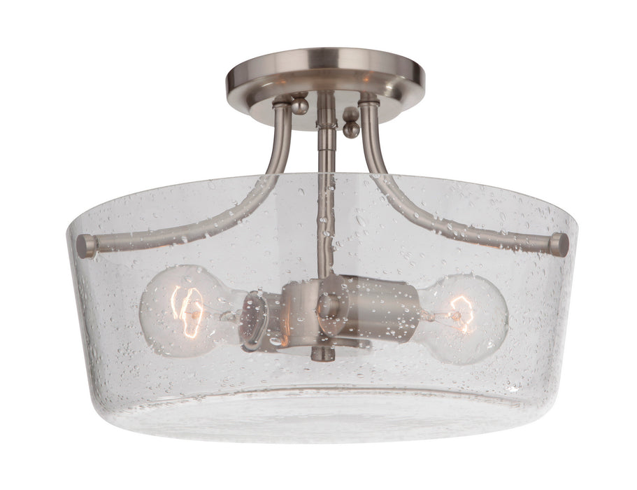 Craftmade 50252-BNK Two Light Semi Flush Mount, Brushed Polished Nickel