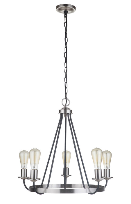 Craftmade 50325-FBBNK Five Light Chandelier, Flat Black/Brushed Polished Nickel
