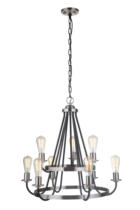 Craftmade 50329-FBBNK Nine Light Chandelier, Flat Black/Brushed Polished Nickel