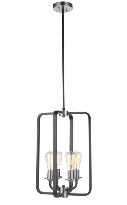 Craftmade 50334-FBBNK Four Light Foyer Pendant, Flat Black/Brushed Polished Nickel