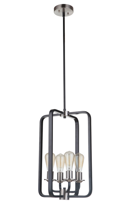 Craftmade 50334-FBBNK Four Light Foyer Pendant, Flat Black/Brushed Polished Nickel