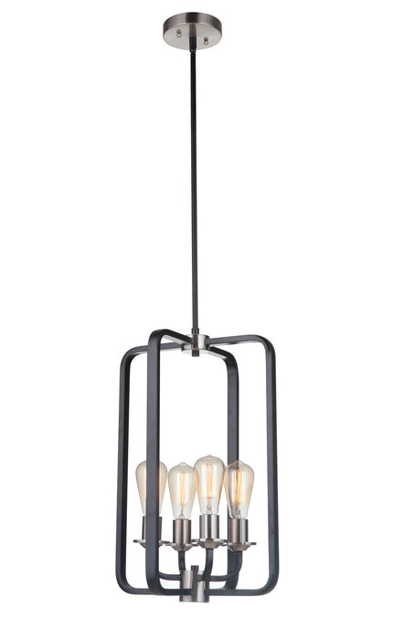 Craftmade 50334-FBBNK Four Light Foyer Pendant, Flat Black/Brushed Polished Nickel