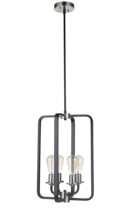 Craftmade 50334-FBBNK Four Light Foyer Pendant, Flat Black/Brushed Polished Nickel