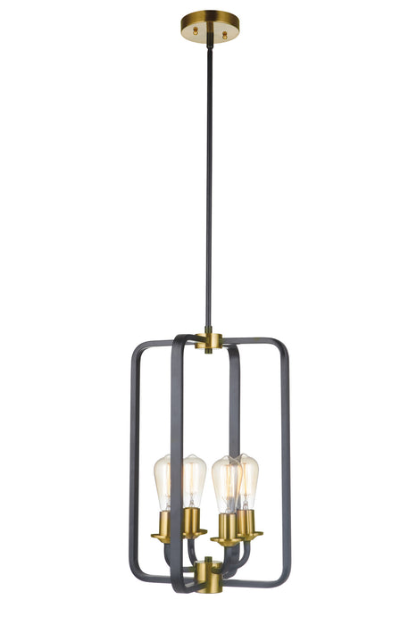Craftmade 50334-FBSB Four Light Foyer Pendant, Flat Black/Satin Brass