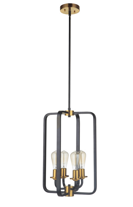 Craftmade 50334-FBSB Four Light Foyer Pendant, Flat Black/Satin Brass