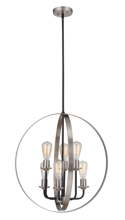Craftmade 50336-FBBNK Six Light Foyer Pendant, Flat Black/Brushed Polished Nickel