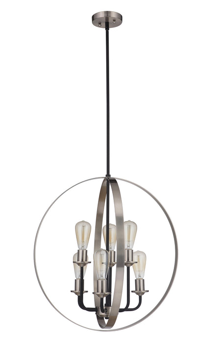 Craftmade 50336-FBBNK Six Light Foyer Pendant, Flat Black/Brushed Polished Nickel