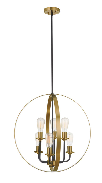 Craftmade 50336-FBSB Six Light Foyer Pendant, Flat Black/Satin Brass