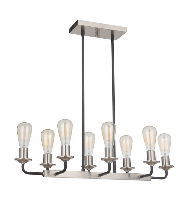 Craftmade 50378-FBBNK Eight Light Island Pendant, Flat Black/Brushed Polished Nickel
