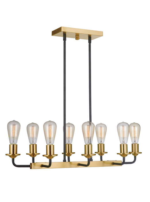 Craftmade 50378-FBSB Eight Light Island Pendant, Flat Black/Satin Brass