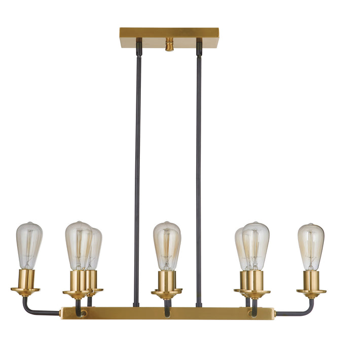 Craftmade 50378-FBSB Eight Light Island Pendant, Flat Black/Satin Brass