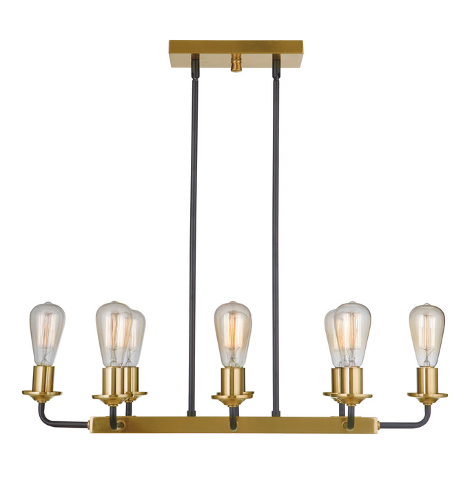 Craftmade 50378-FBSB Eight Light Island Pendant, Flat Black/Satin Brass