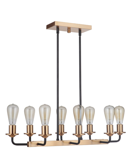 Craftmade 50378-FBSB Eight Light Island Pendant, Flat Black/Satin Brass