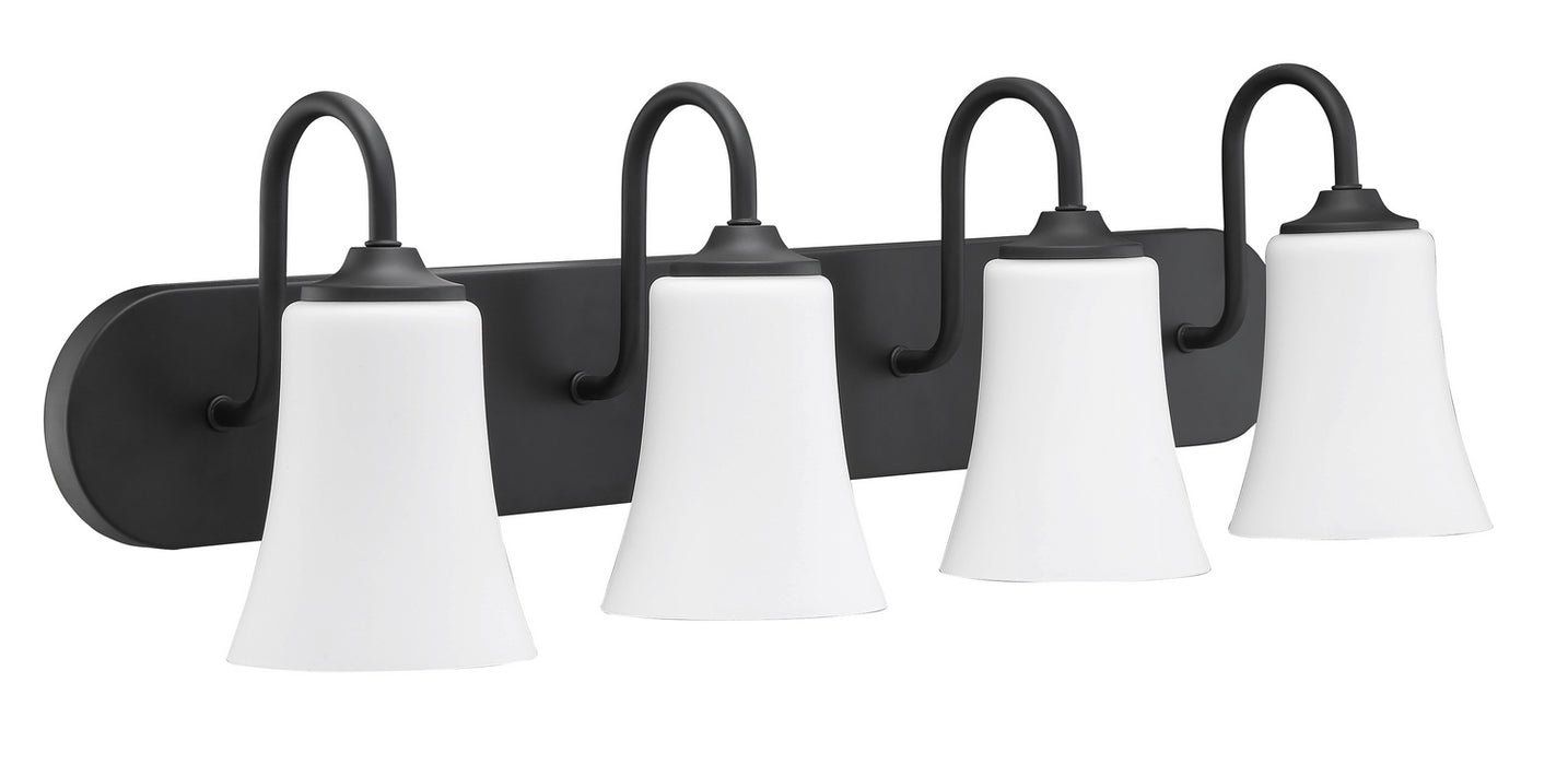 Craftmade 50404-FB-WG Four Light Vanity, Flat Black