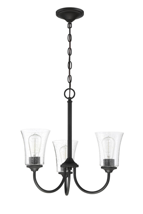 Craftmade 50423-FB Three Light Chandelier, Flat Black