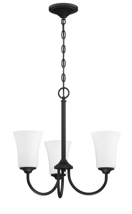Craftmade 50423-FB-WG Three Light Chandelier, Flat Black
