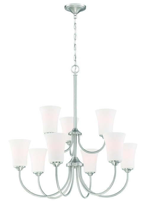 Craftmade 50429-BNK-WG Nine Light Chandelier, Brushed Polished Nickel