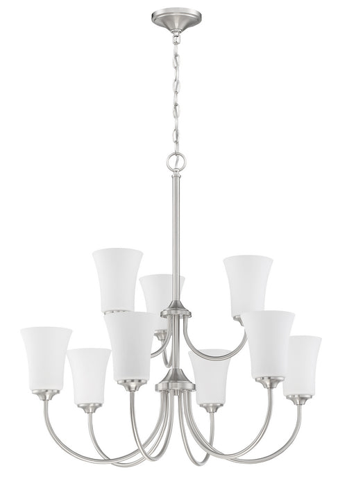 Craftmade 50429-BNK-WG Nine Light Chandelier, Brushed Polished Nickel