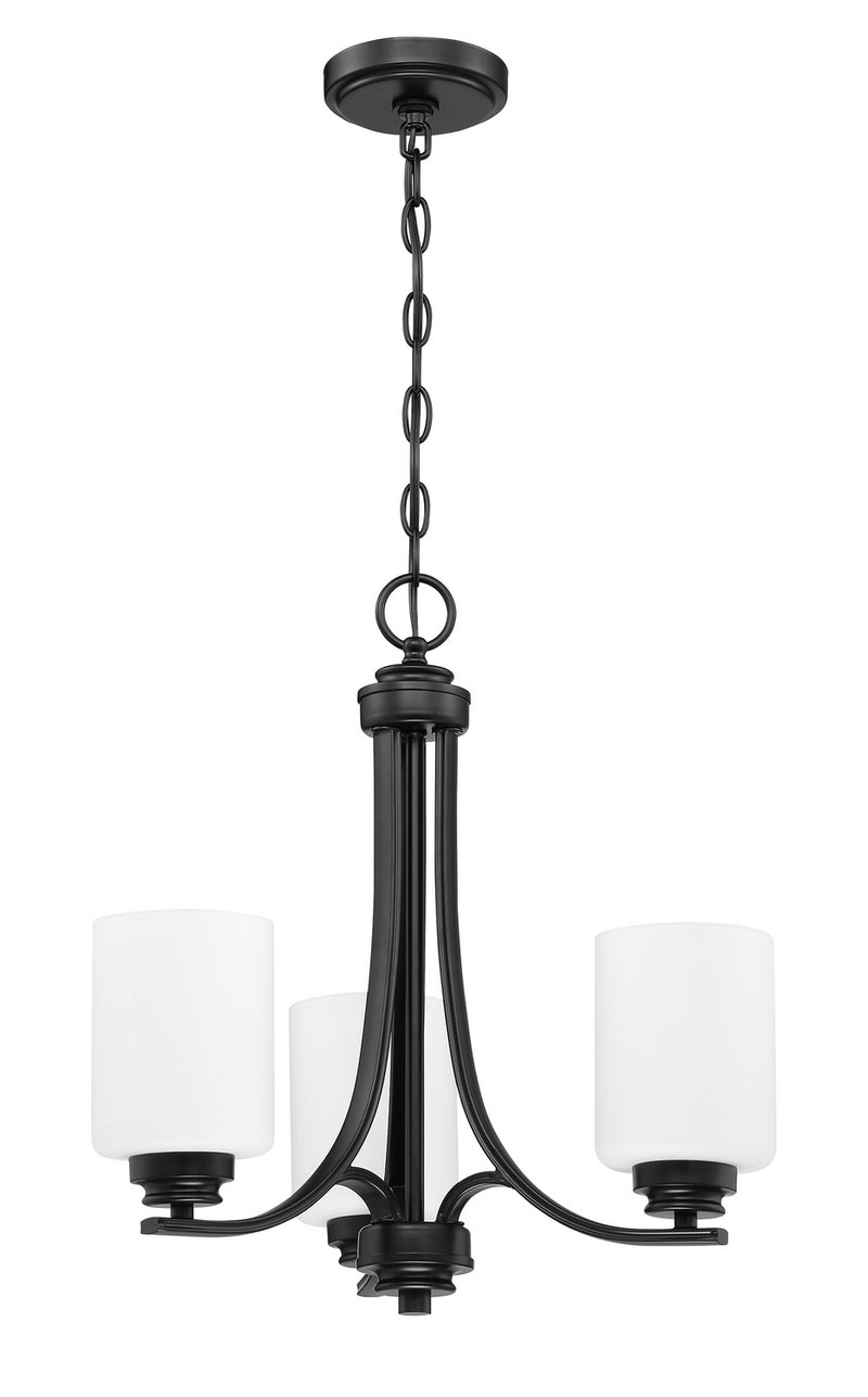 Craftmade 50523-FB-WG Three Light Chandelier, Flat Black