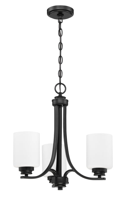Craftmade 50523-FB-WG Three Light Chandelier, Flat Black