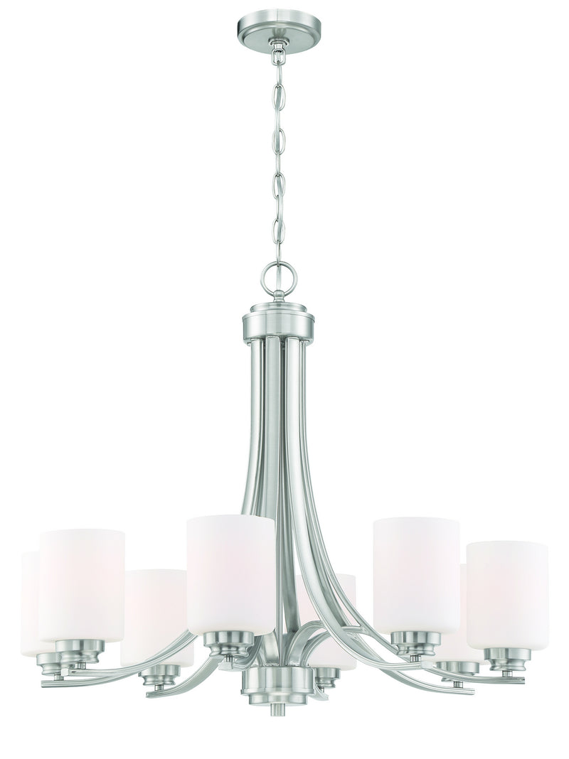 Craftmade 50528-BNK-WG Eight Light Chandelier, Brushed Polished Nickel