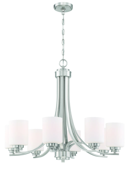 Craftmade 50528-BNK-WG Eight Light Chandelier, Brushed Polished Nickel