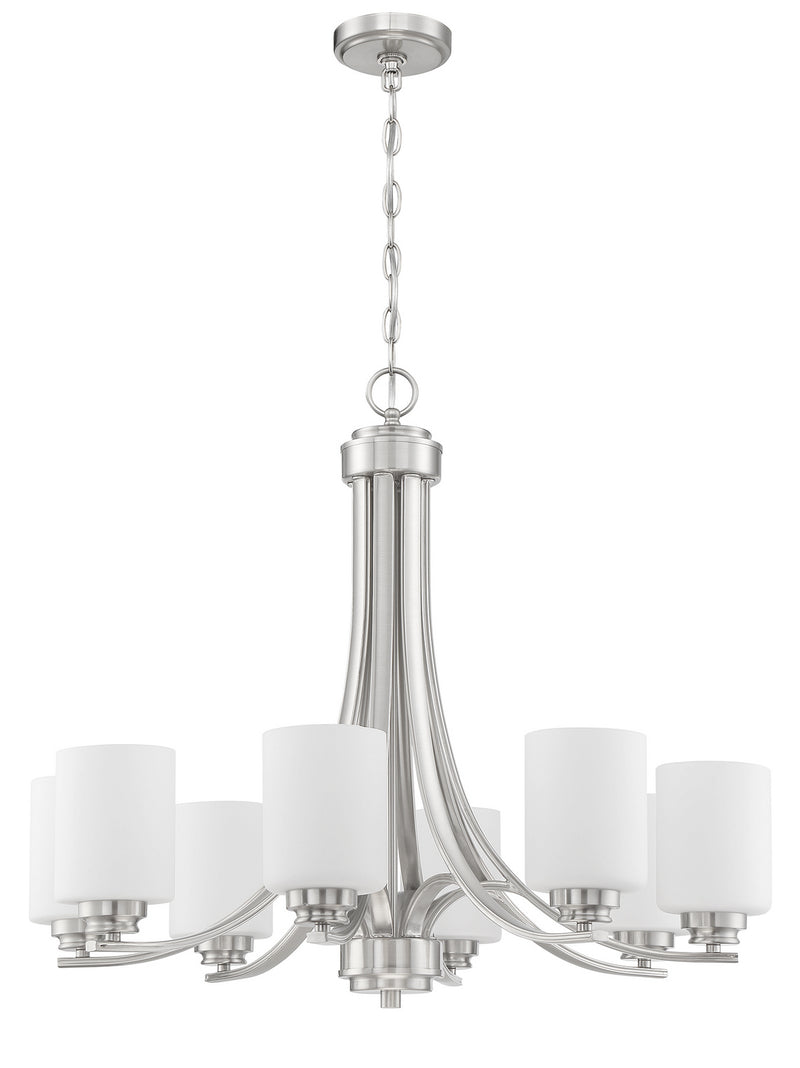 Craftmade 50528-BNK-WG Eight Light Chandelier, Brushed Polished Nickel