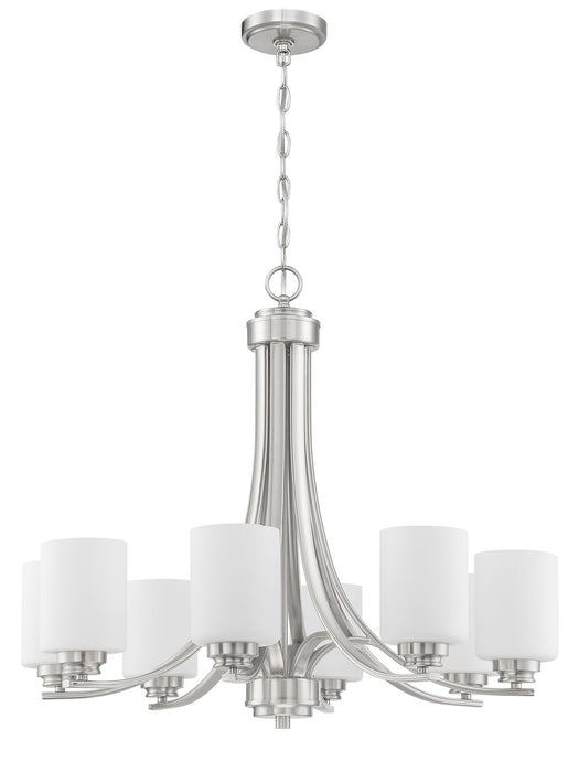 Craftmade 50528-BNK-WG Eight Light Chandelier, Brushed Polished Nickel