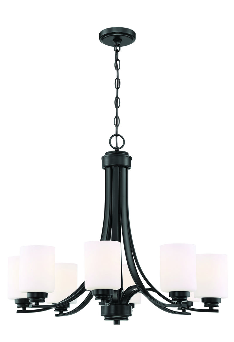 Craftmade 50528-FB-WG Eight Light Chandelier, Flat Black