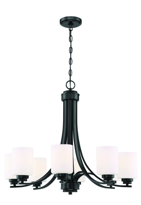 Craftmade 50528-FB-WG Eight Light Chandelier, Flat Black