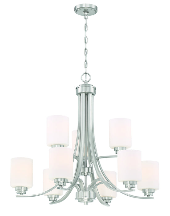 Craftmade 50529-BNK-WG Nine Light Chandelier, Brushed Polished Nickel