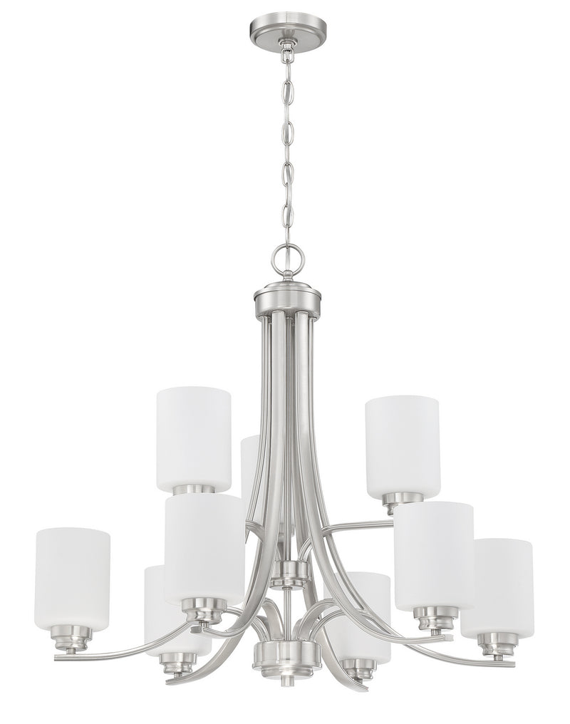 Craftmade 50529-BNK-WG Nine Light Chandelier, Brushed Polished Nickel