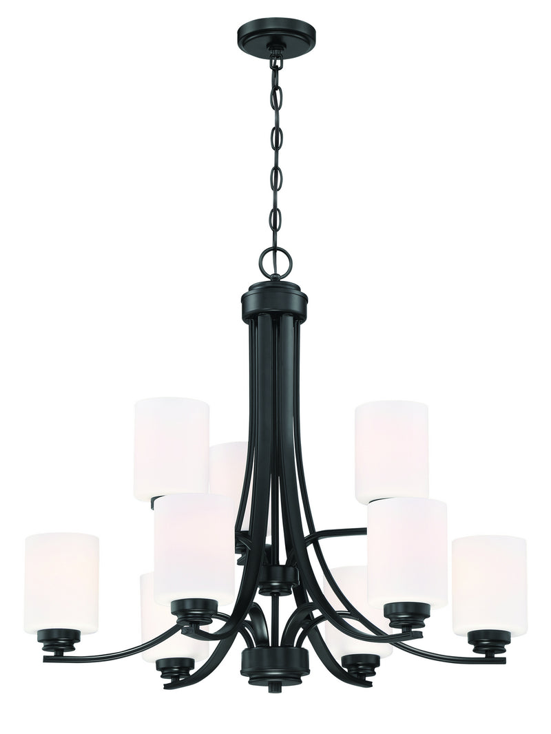 Craftmade 50529-FB-WG Nine Light Chandelier, Flat Black