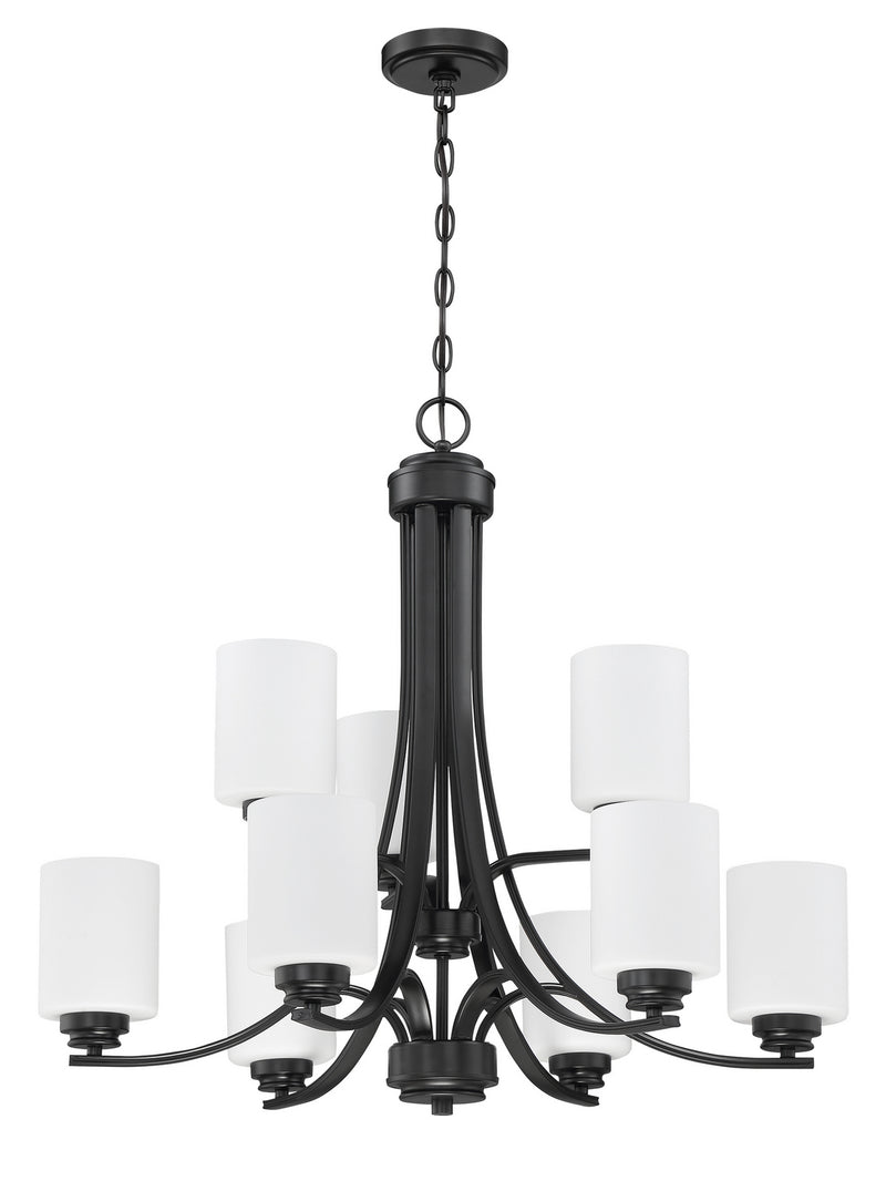 Craftmade 50529-FB-WG Nine Light Chandelier, Flat Black